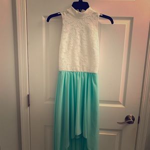 Mint green and white party dress